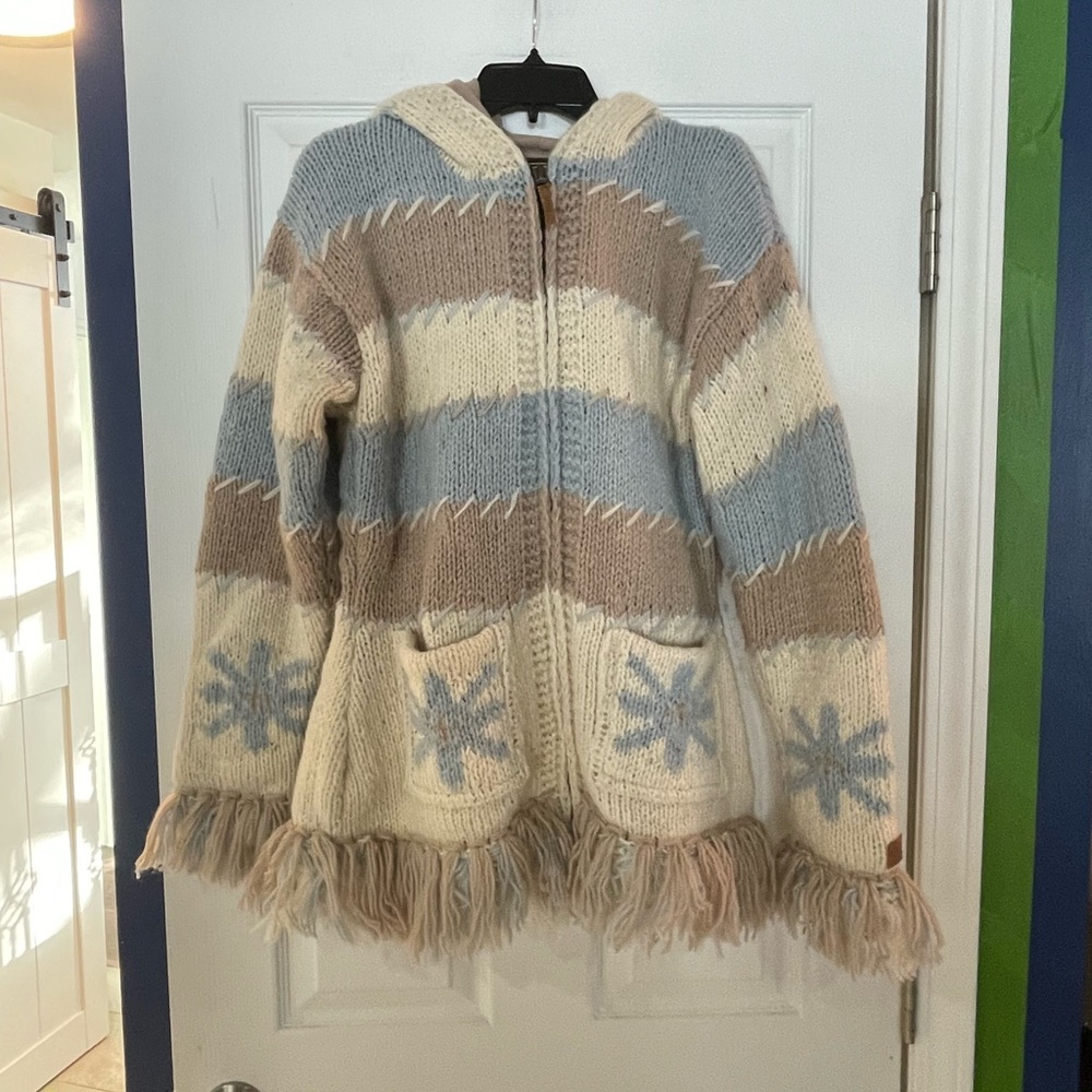 Kyber Outerwear women's 100% wool, fleece-lined, hooded sweater jacket - Large